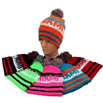 PomPom Knit Hat [MIAMI] Pixelated